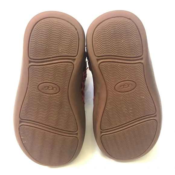 ✨Hot Pick✨Ugg Dark Pink Boots Snakeskin Pattern Cream Wool Cuff Infant US 6 - Picture 6 of 7